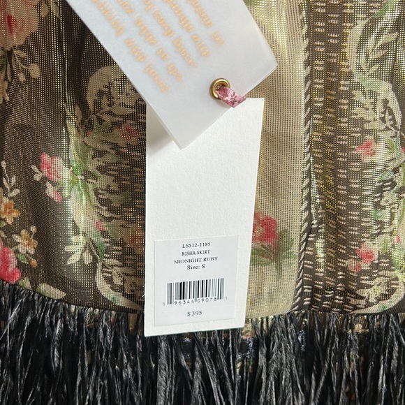 LOVESHACKFANCY Set Dusty Crop Cami Midnight Ruby & Risha Feather Trim Mini Skirt - Picture 16 of 17